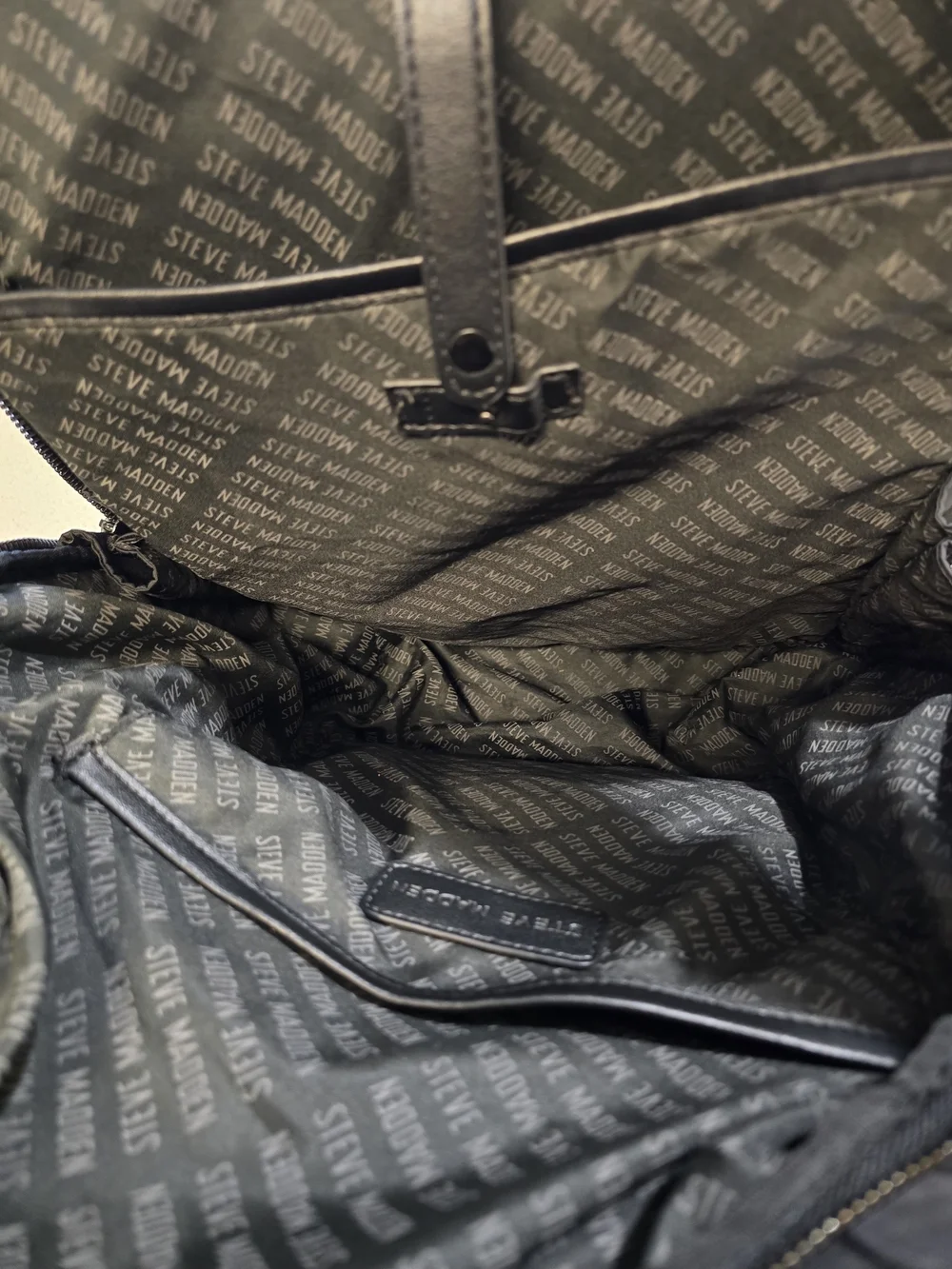 Steve Madden Black Quilted Puffer Backpack Travel School Bag
